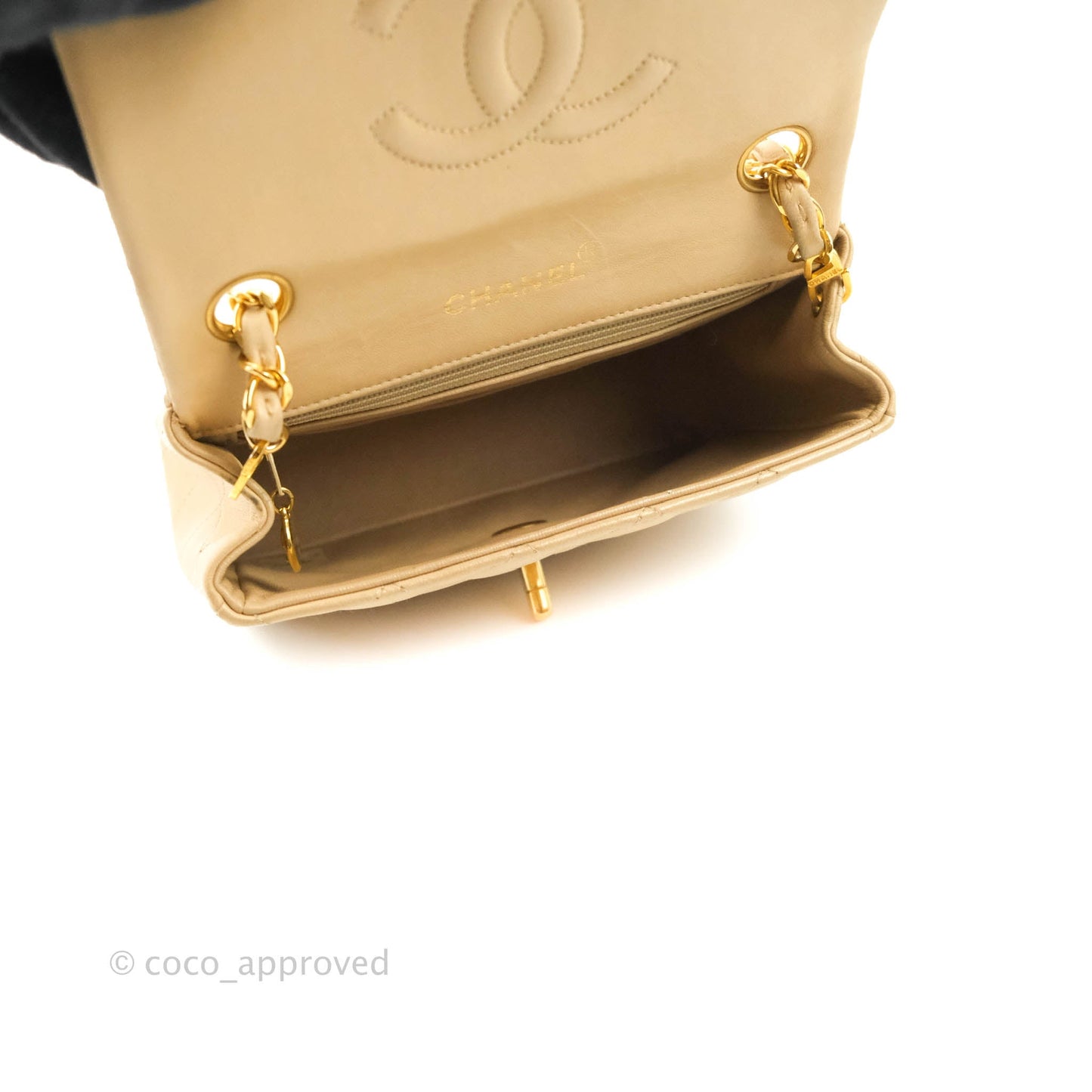 Chanel Vintage Mini Square Beige Lambskin 24K Gold Hardware
