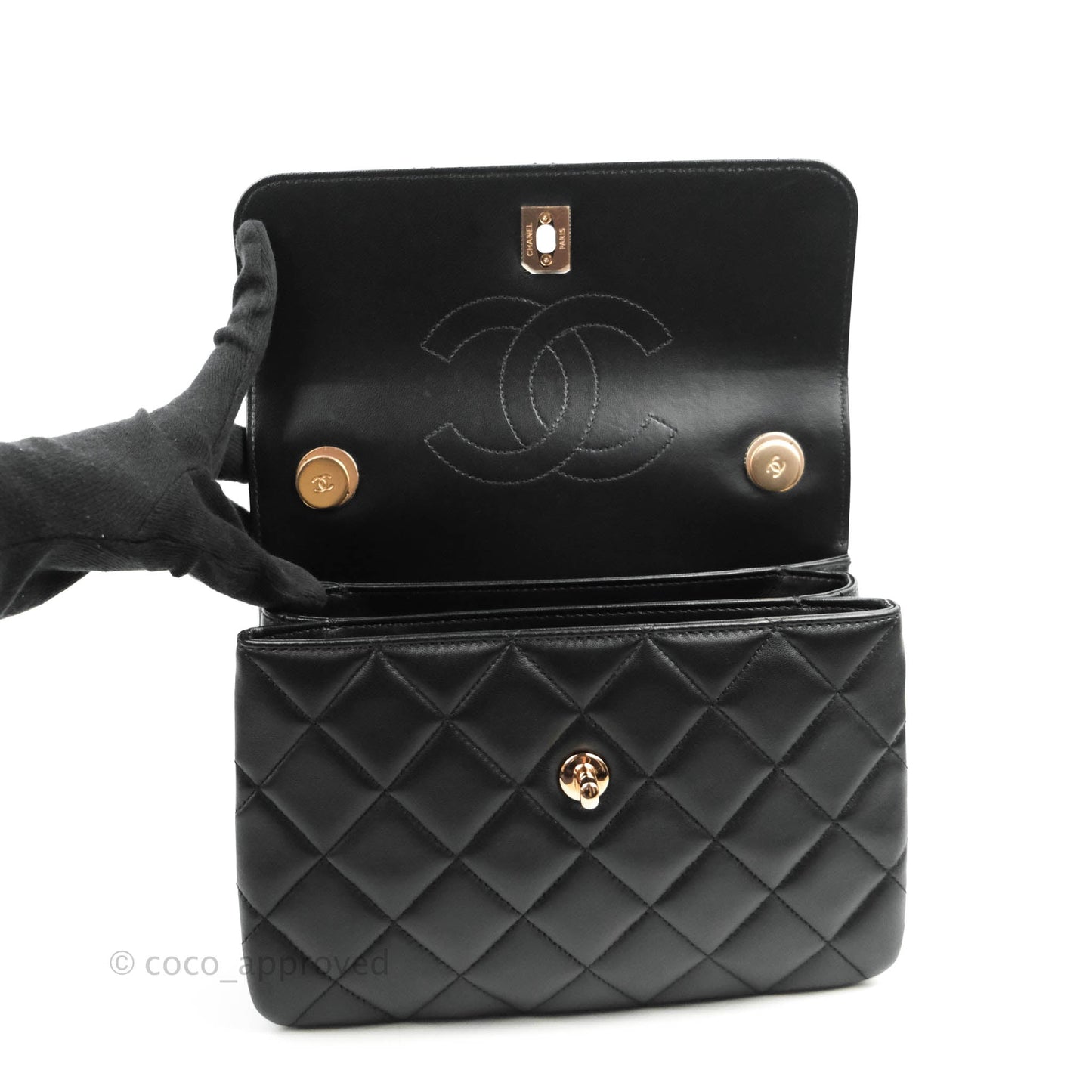 Chanel Trendy CC Small Black Lambskin Rose Gold Hardware