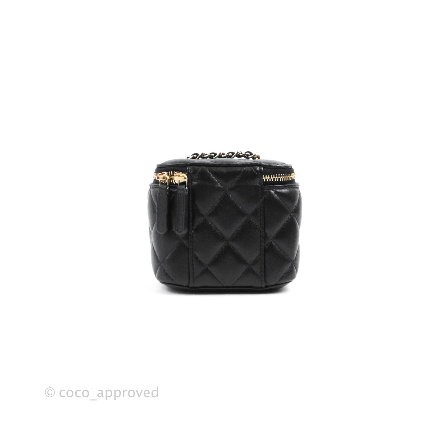 Chanel Mini Vanity With Chain Black Lambskin Gold Hardware