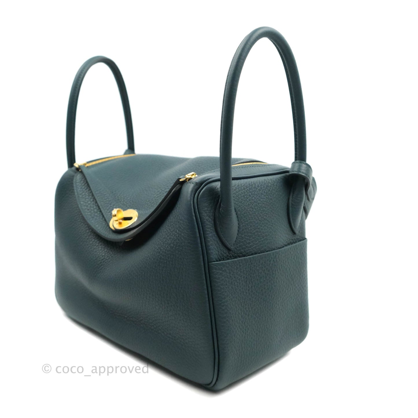 Hermès Lindy 26 Vert Cypress Clemence Gold Hardware