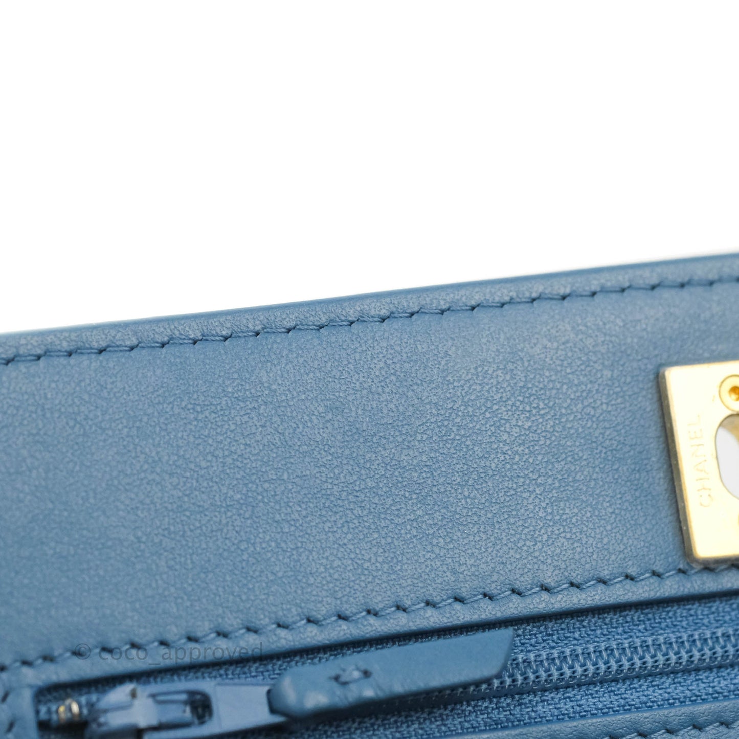 Chanel Quilted Pearl Crush Wallet on Chain WOC Denim Aged Gold Hardware