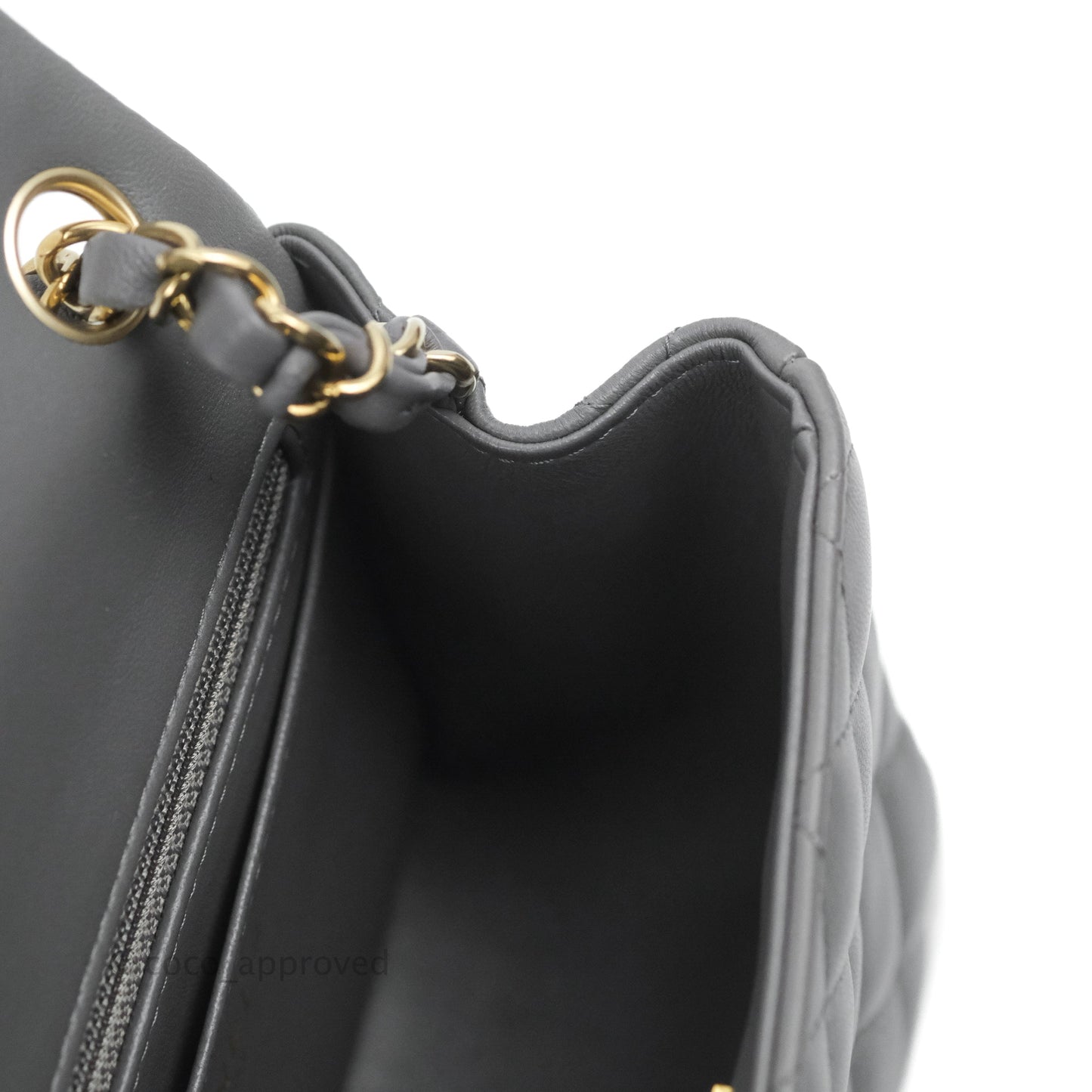 Chanel Quilted Mini Square Dark Grey Lambskin Gold Hardware