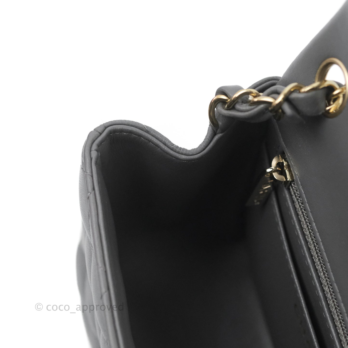 Chanel Quilted Mini Square Dark Grey Lambskin Gold Hardware