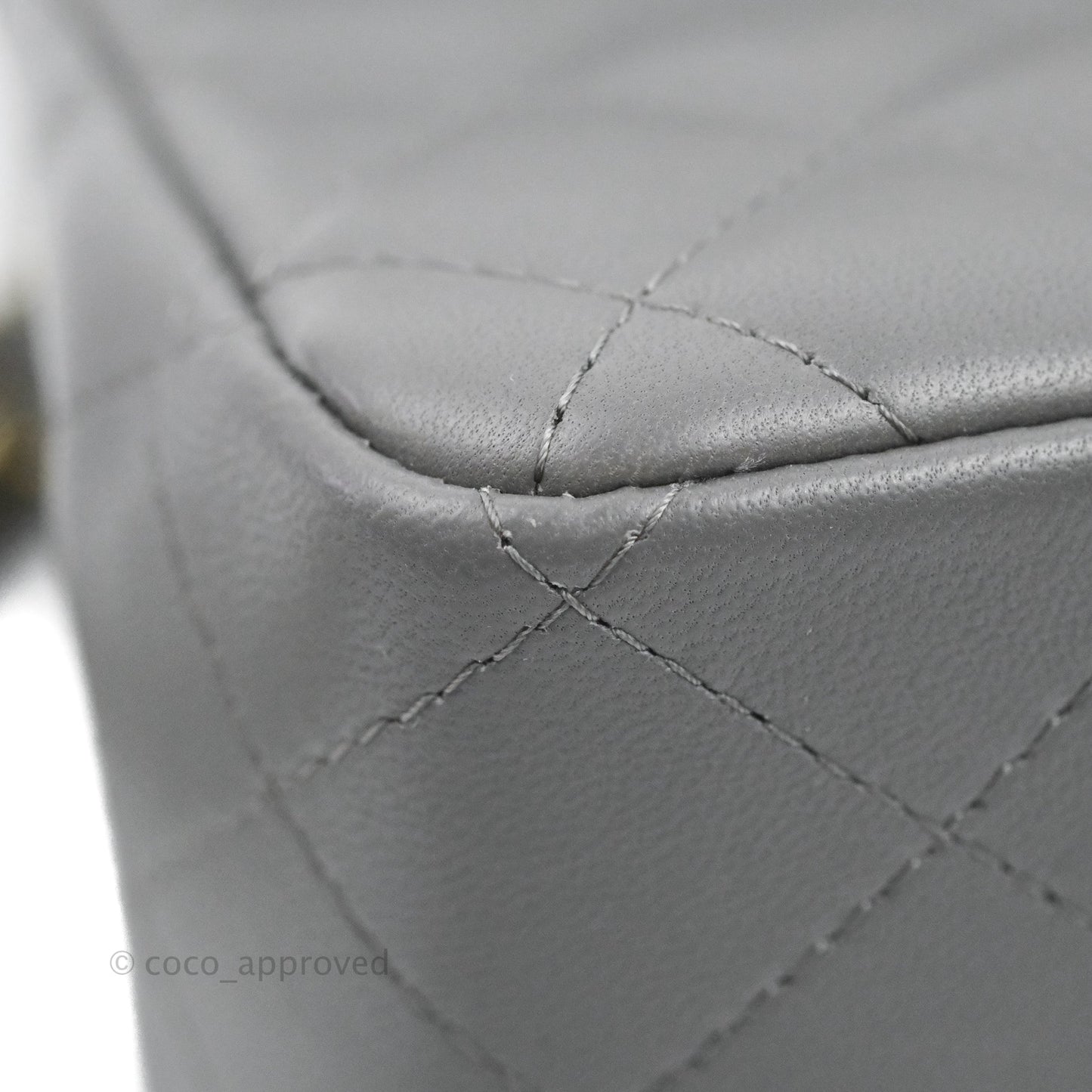 Chanel Quilted Mini Square Dark Grey Lambskin Gold Hardware