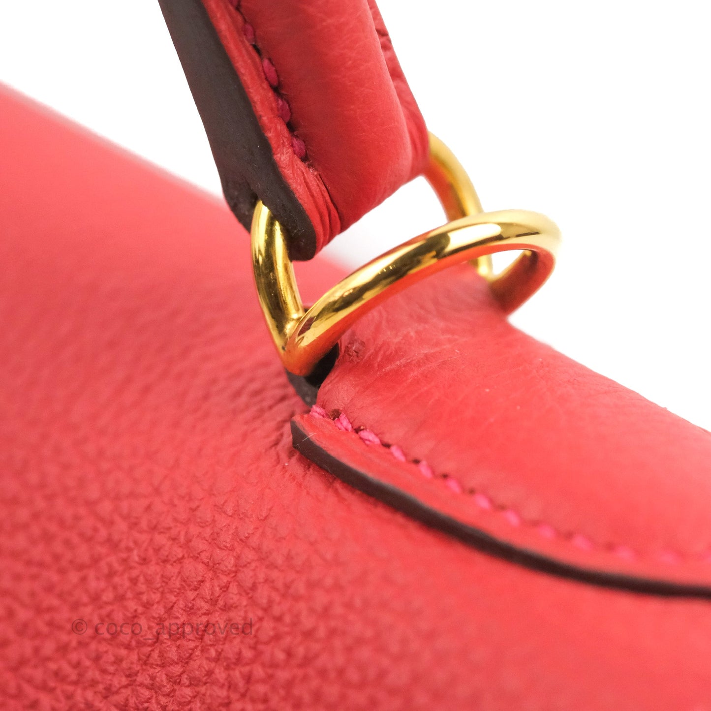 Hermès Retourne Taurillon Kelly 28 Rouge Pivoine Clemence Gold Hardware