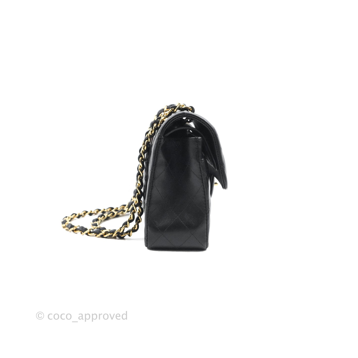 Chanel Small Classic Quilted Flap Black Lambskin Gold Hardware