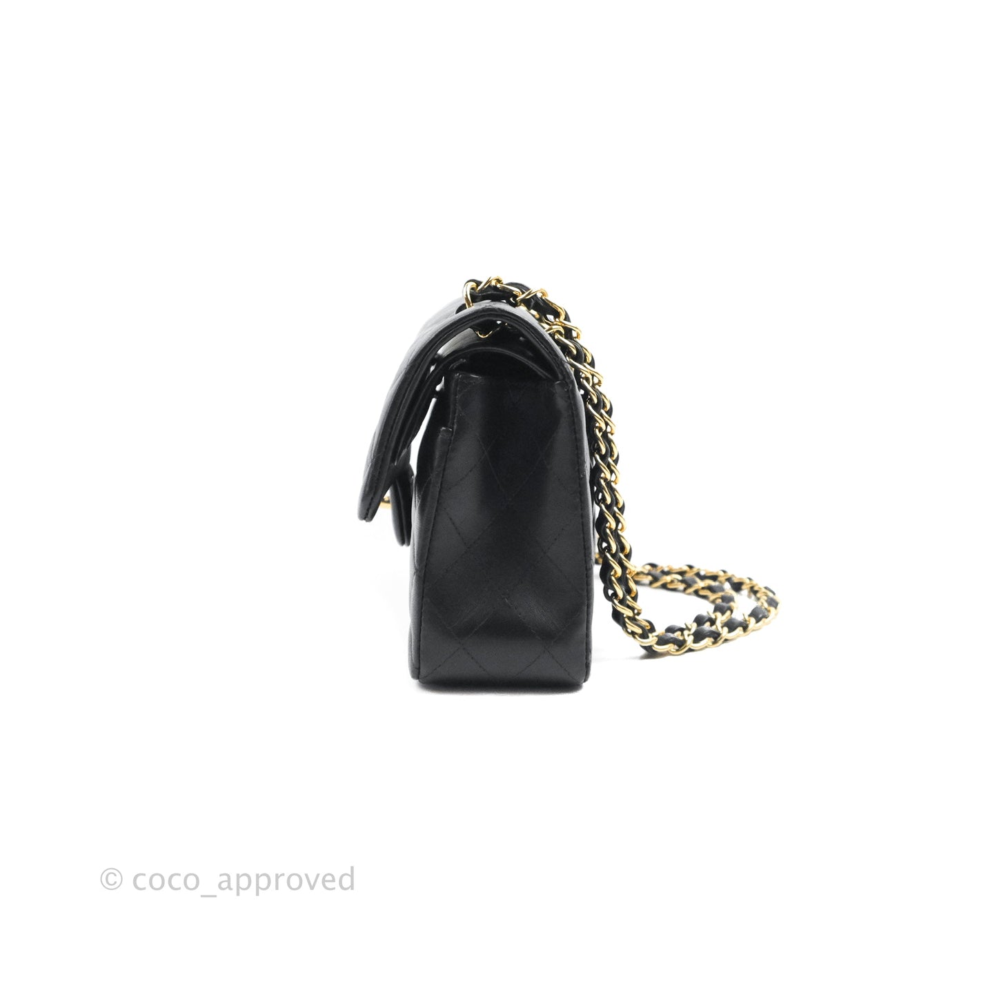 Chanel Small Classic Quilted Flap Black Lambskin Gold Hardware