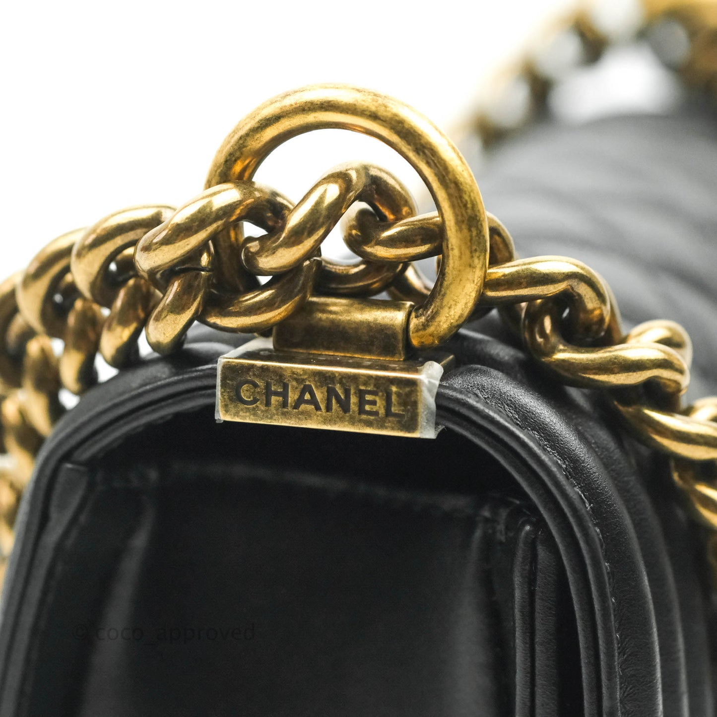 Chanel Small Boy Black Calfskin Aged Gold Hardware