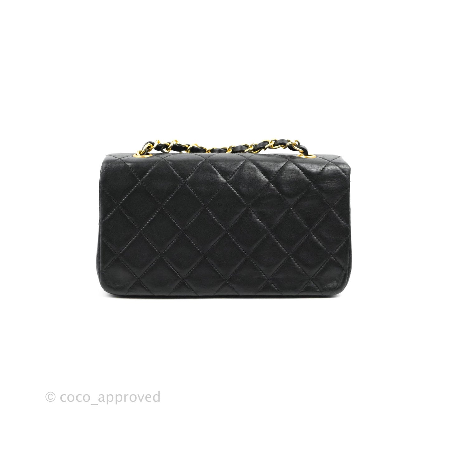 Chanel Vintage Small Single Full Flap Bag Black Lambskin 24K Gold Hardware