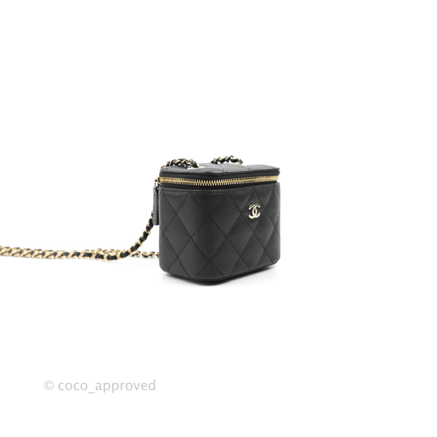 Chanel Mini Vanity With Chain Black Caviar Gold Hardware