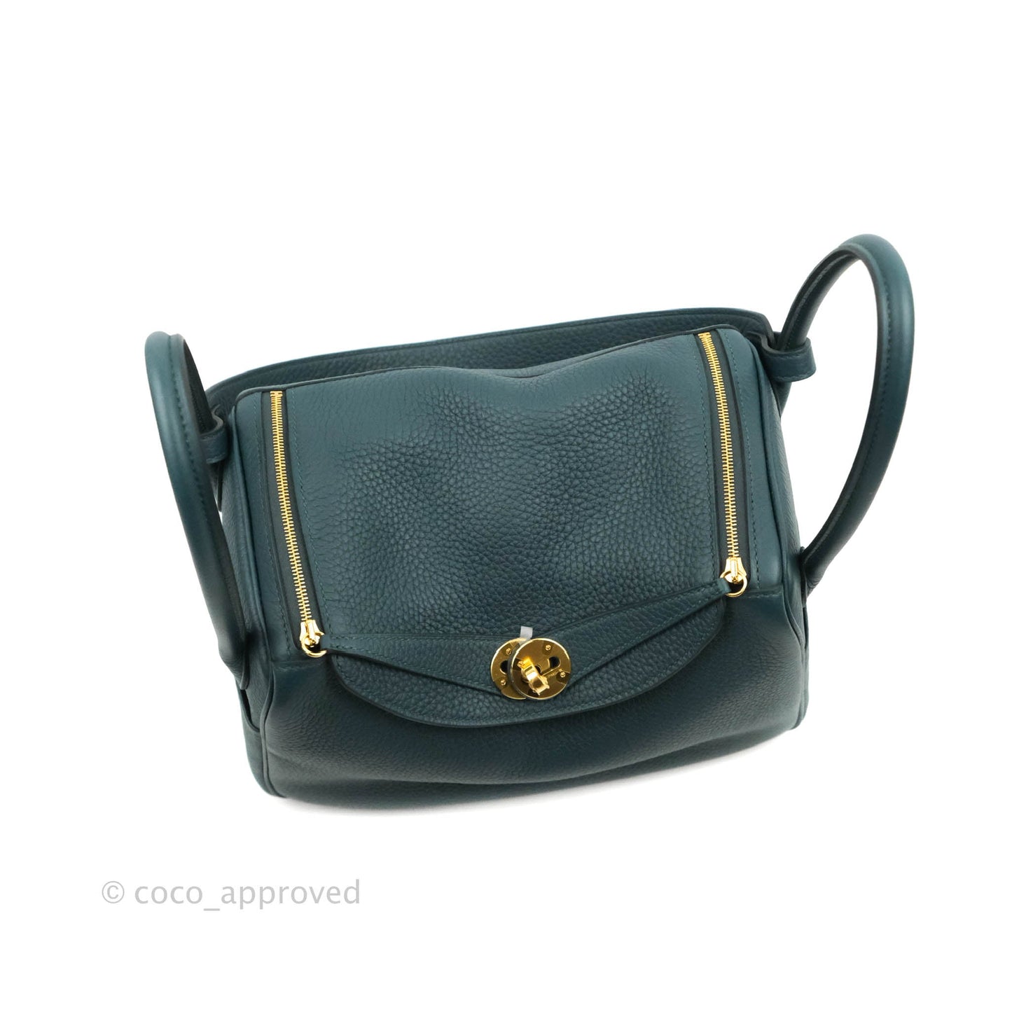 Hermès Lindy 26 Vert Cypress Clemence Gold Hardware