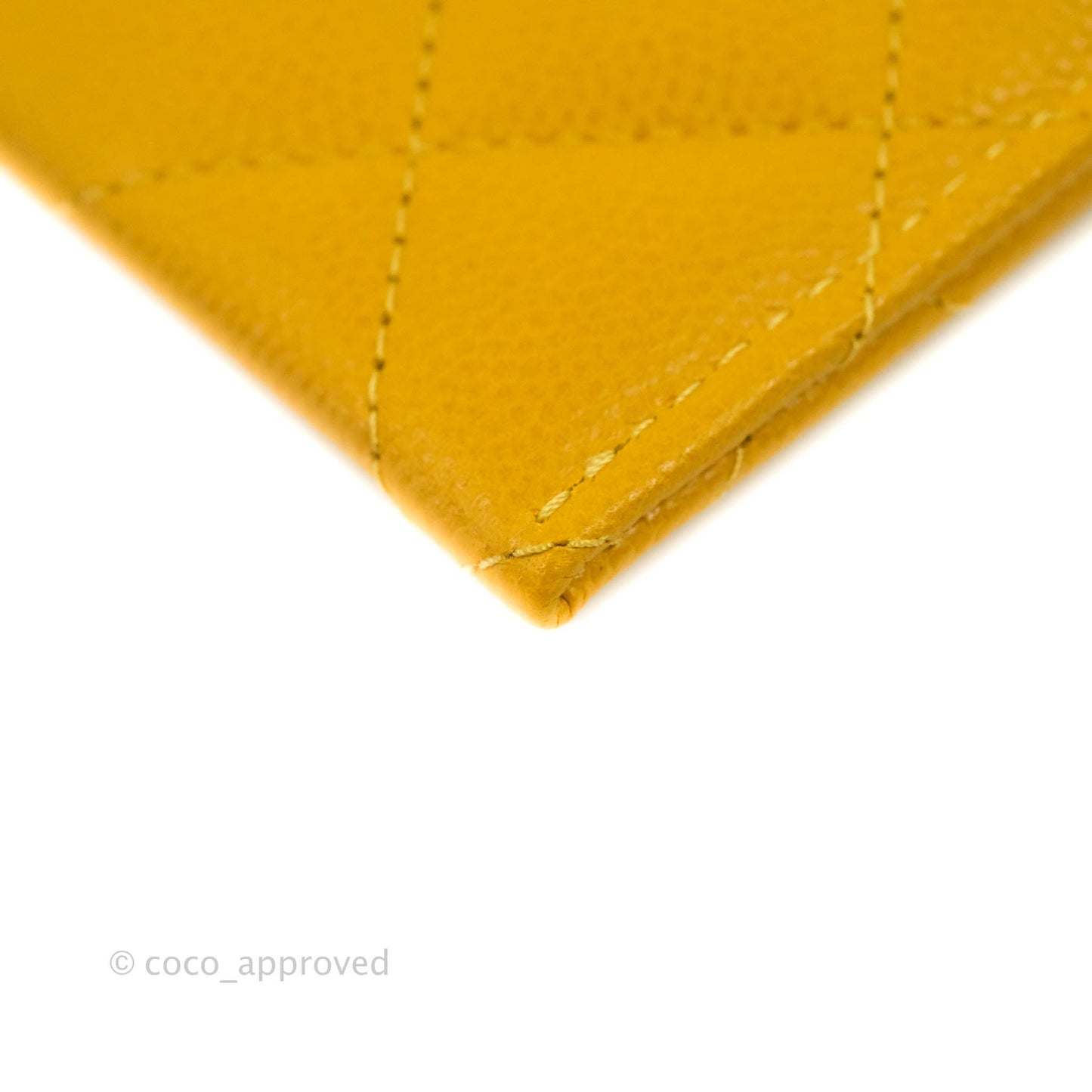 Chanel Classic Flat Card Holder Yellow Caviar Silver Hardware