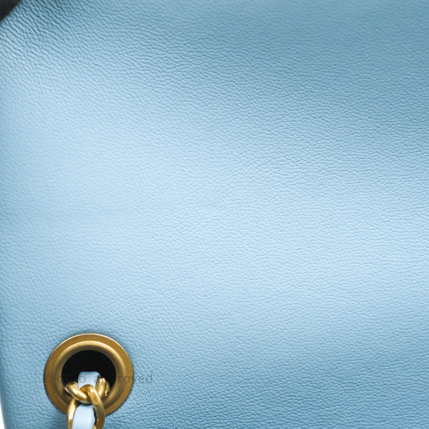 Chanel Mini Rectangular Pearl Crush Quilted Blue Lambskin Aged Gold Hardware