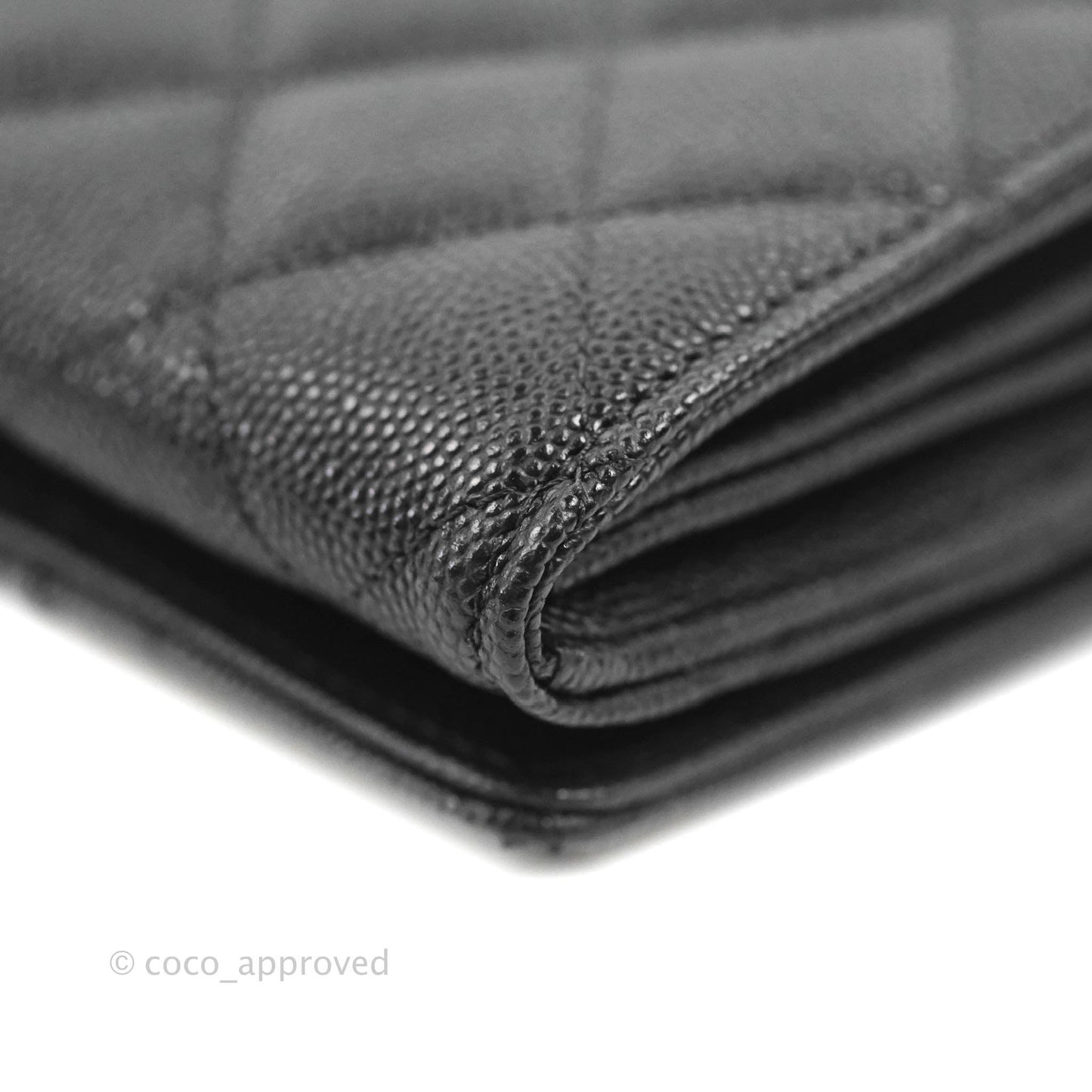 Chanel Quilted Pocket Long Wallet On Chain Black Caviar Gold Hardware 22A