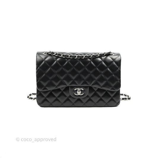 Chanel Jumbo Double Flap Black Lambskin Silver Hardware⁣⁣