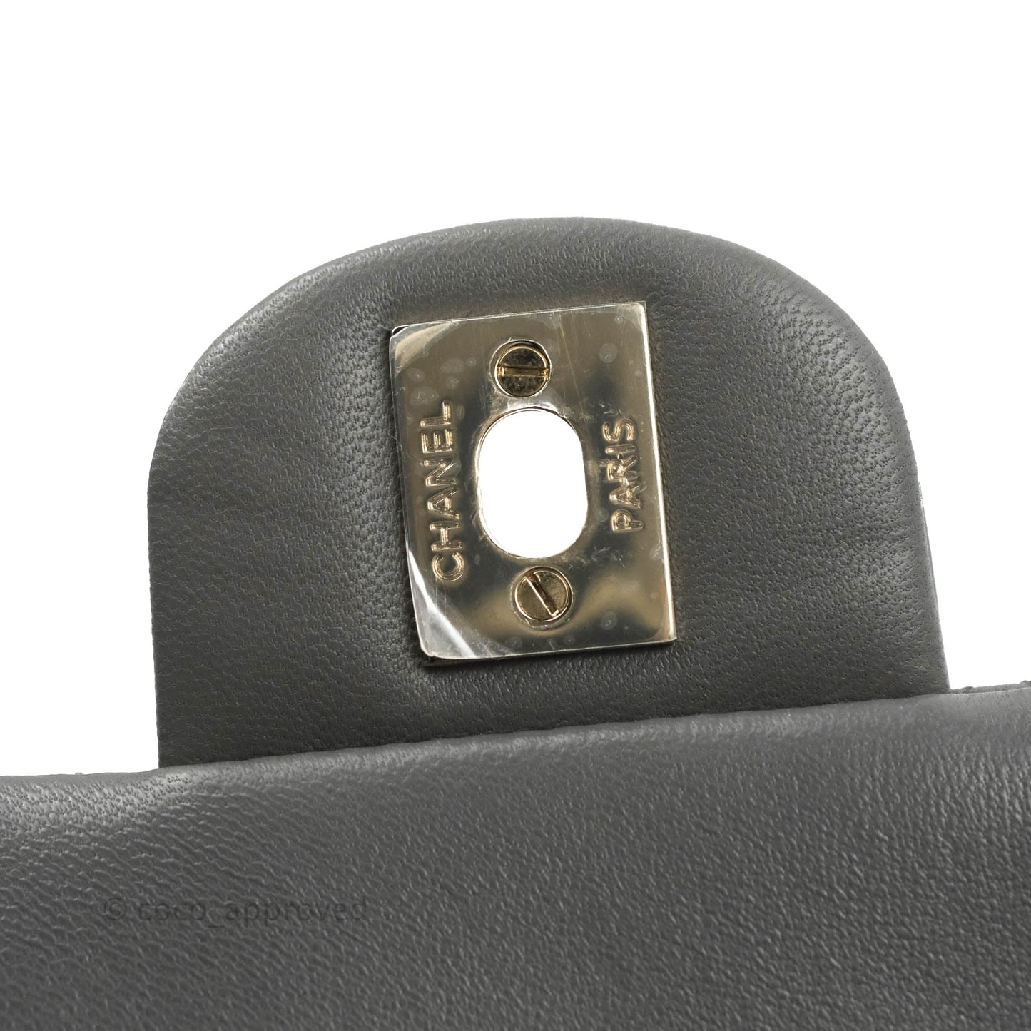 Chanel Top Handle Mini Rectangular Flap Bag Grey Lambskin Gold Hardware