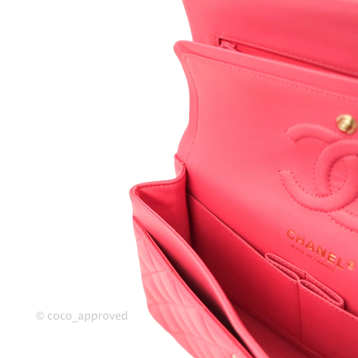 Chanel Small Classic Quilted Flap Rosy Pink Lambskin Gold Hardware
