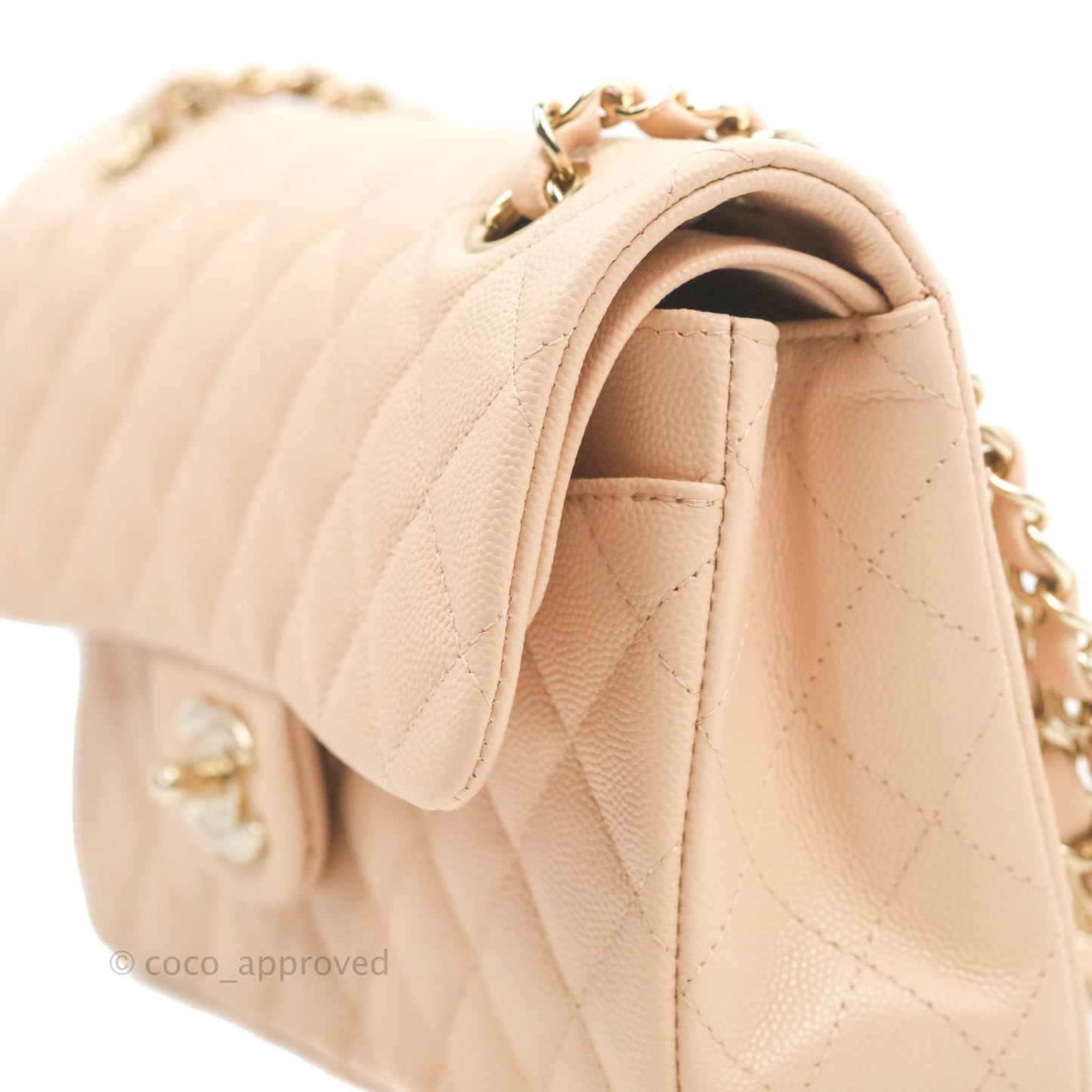 Chanel Small Classic Quilted Flap Light Beige Pink Caviar Gold Hardware 22C