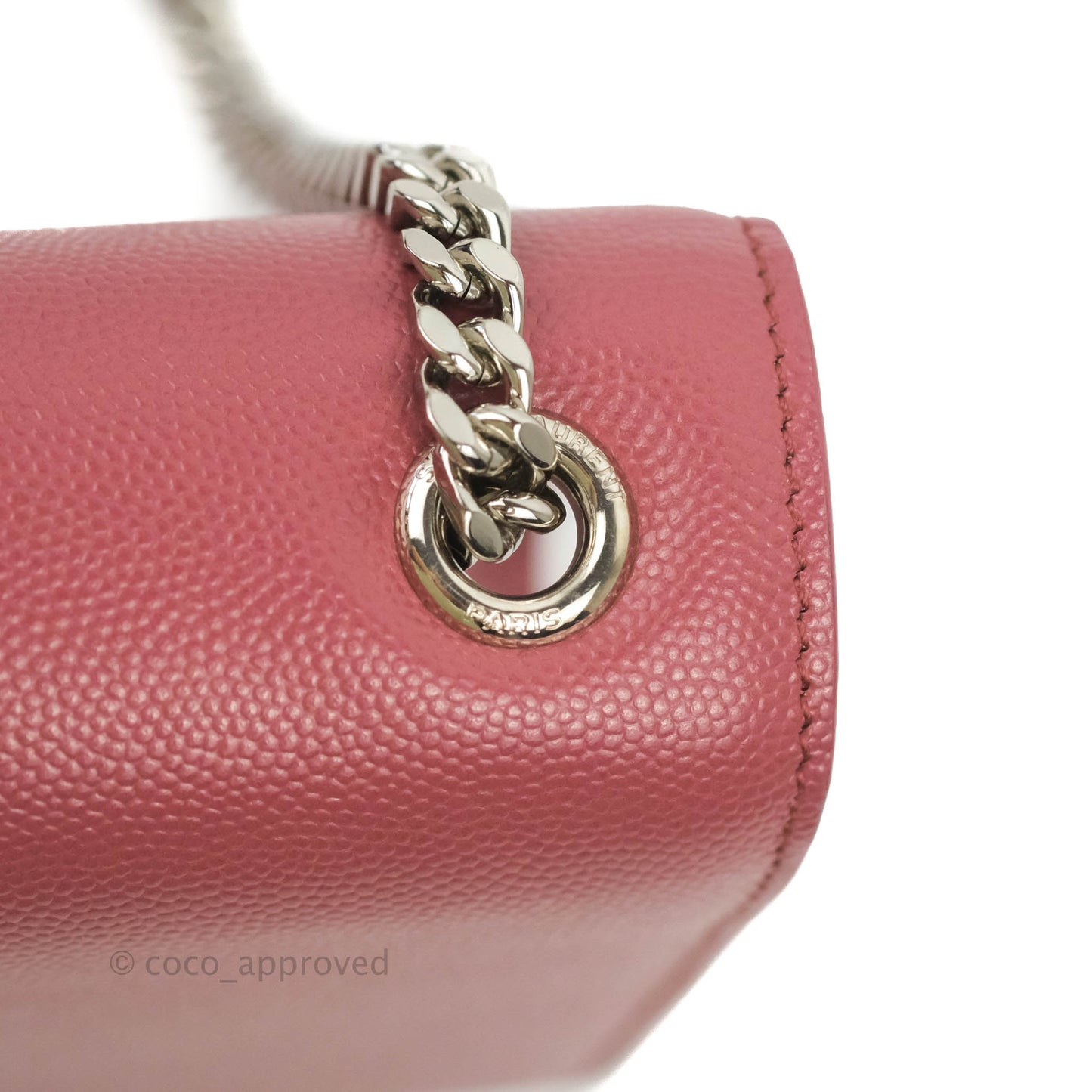 Saint Laurent New Small Classic Monogram Kate Chain Bag Mystic Rose Grained Calfskin Silver Hardware