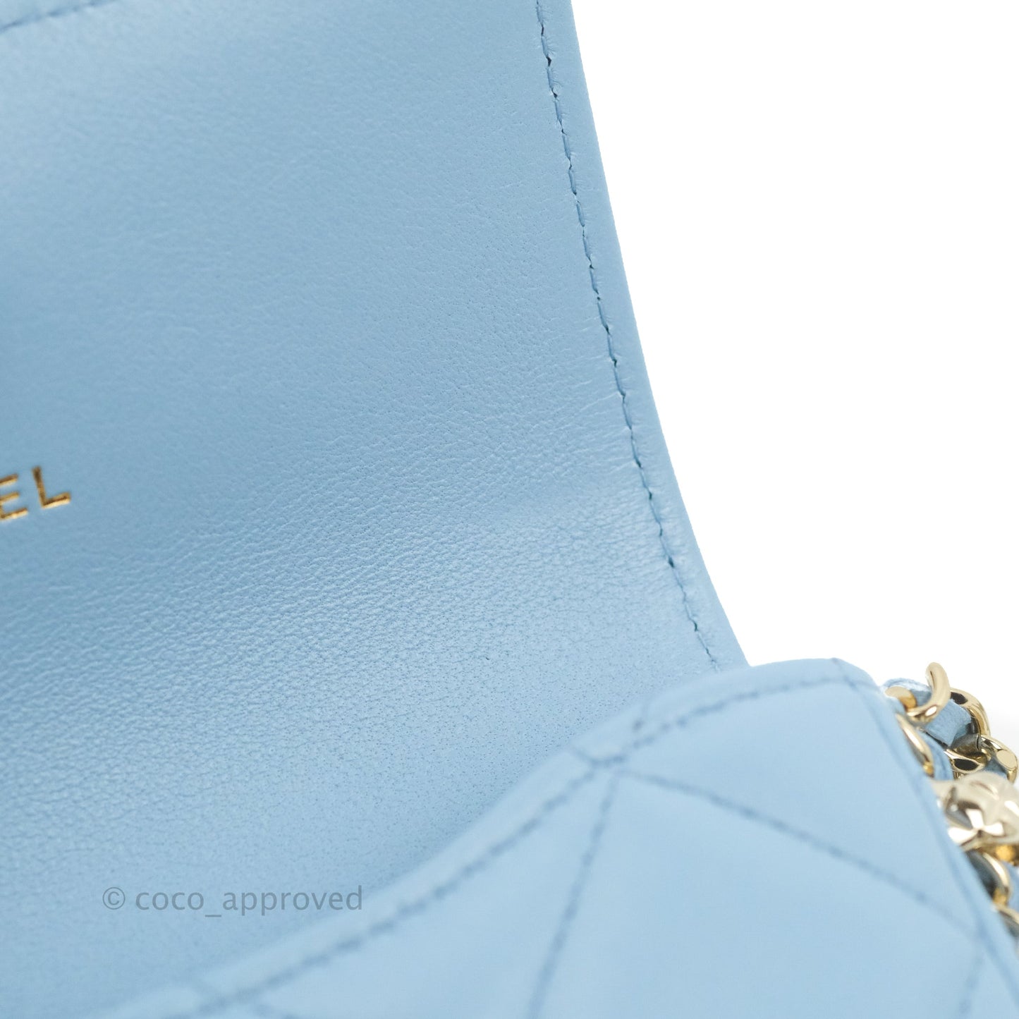 Chanel Mini Clutch With Chain Blue Lambskin Gold Hardware