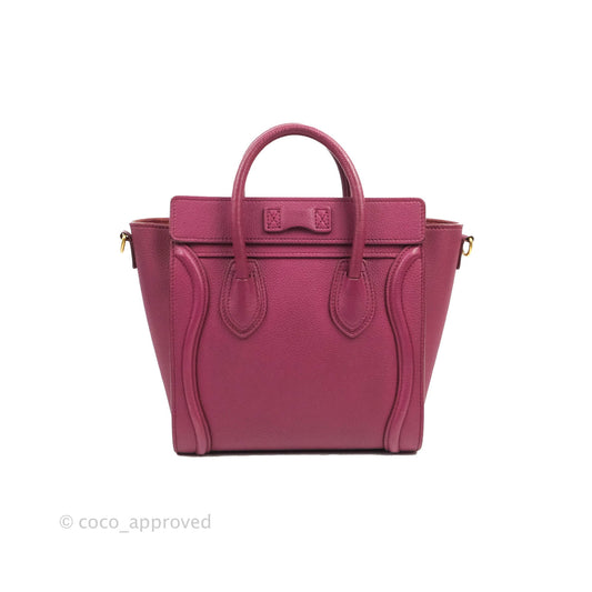 Celine Nano Luggage Plum Drummed Calfskin