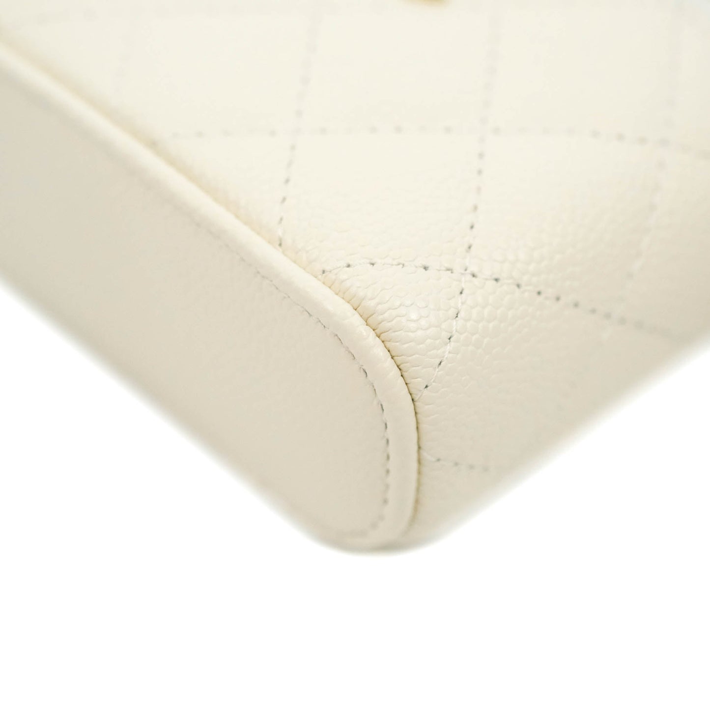 Chanel Quilted Small Handle With Care Vanity Case With Chain White Caviar Gold Hardware