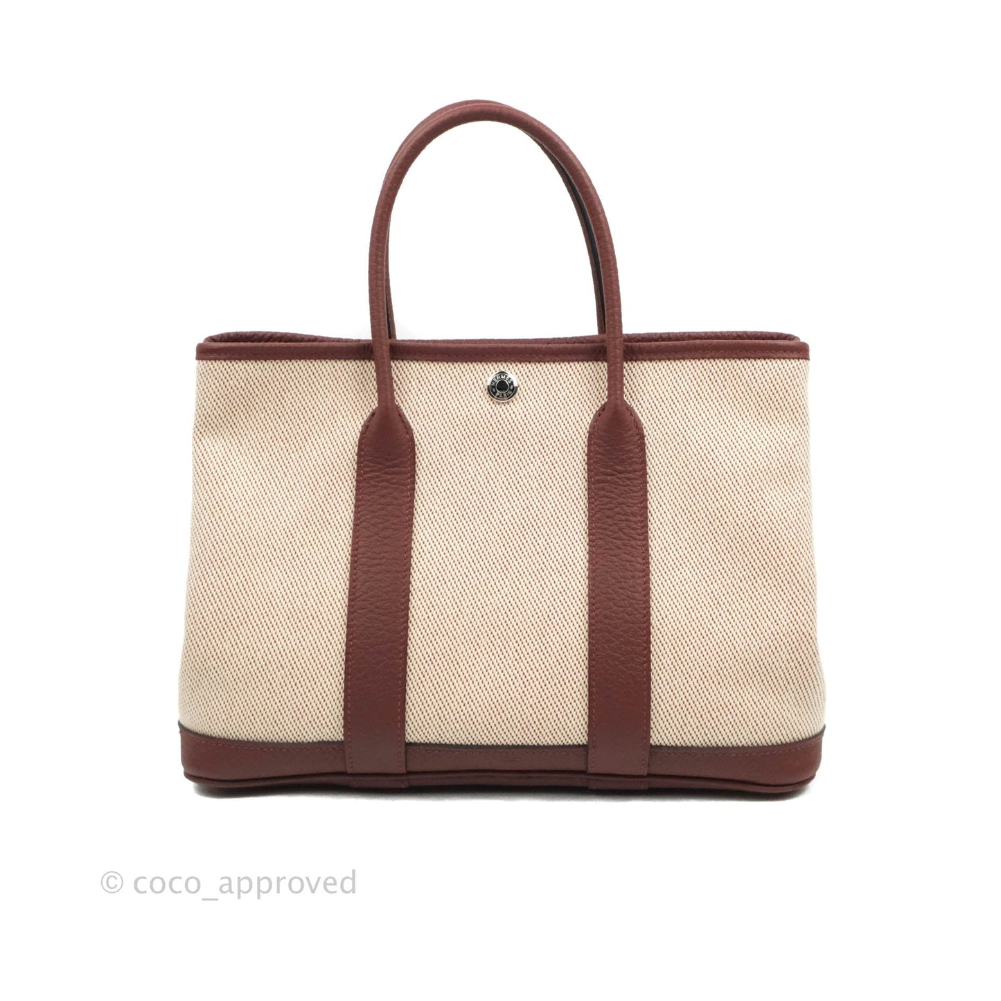 Hermès Garden Party 30 Canvas Framboise Rouge Sellier With Twilly