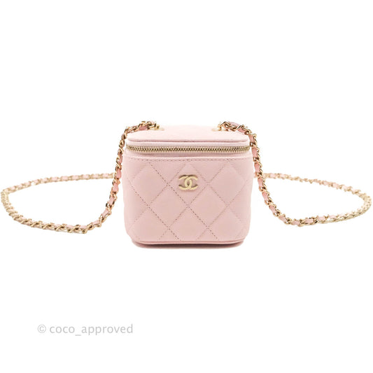 Chanel Mini Vanity With Chain Pink Caviar Gold Hardware