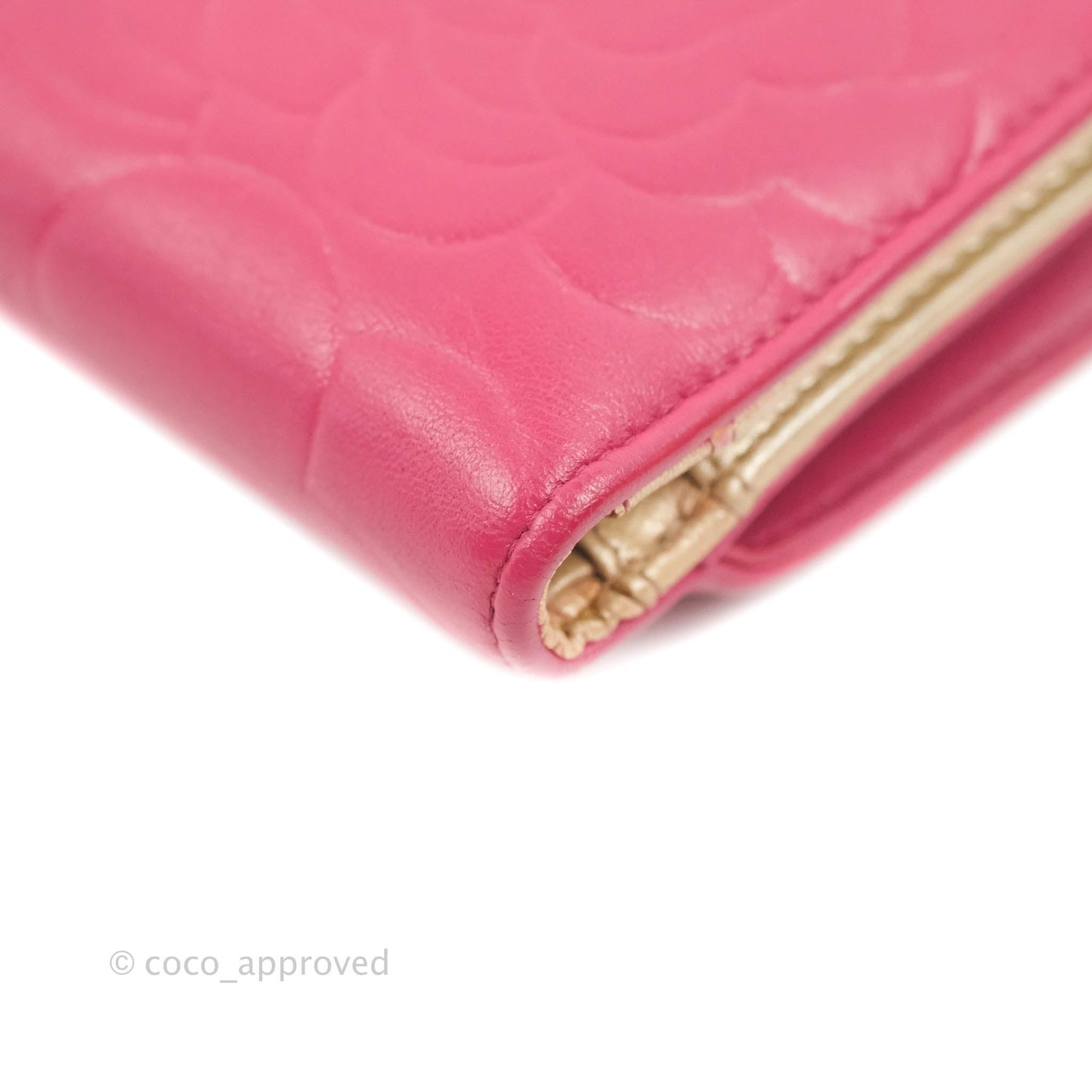 Chanel Wallet in Pink Camellia Embossed Lambskin