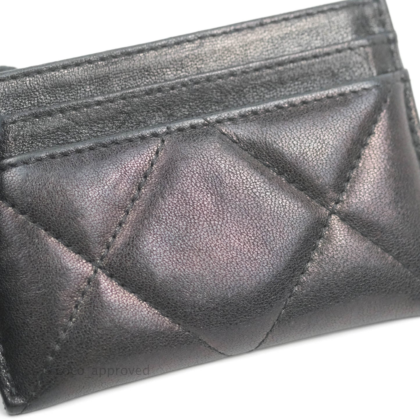 Chanel 19 Quilted Iridescent Black Flat Card Holder