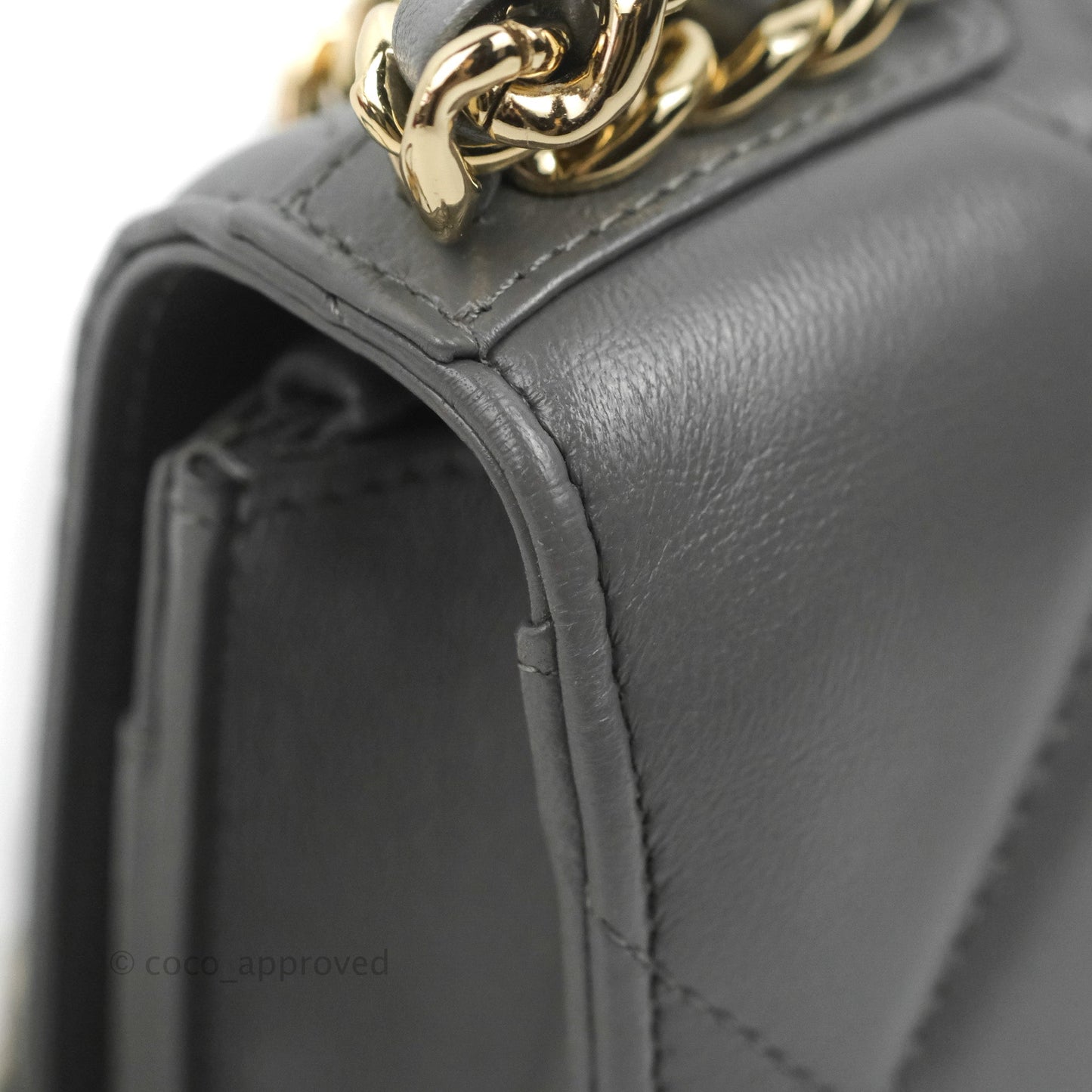Chanel 19 Wallet on Chain WOC Dark Grey Lambskin Mixed Hardware