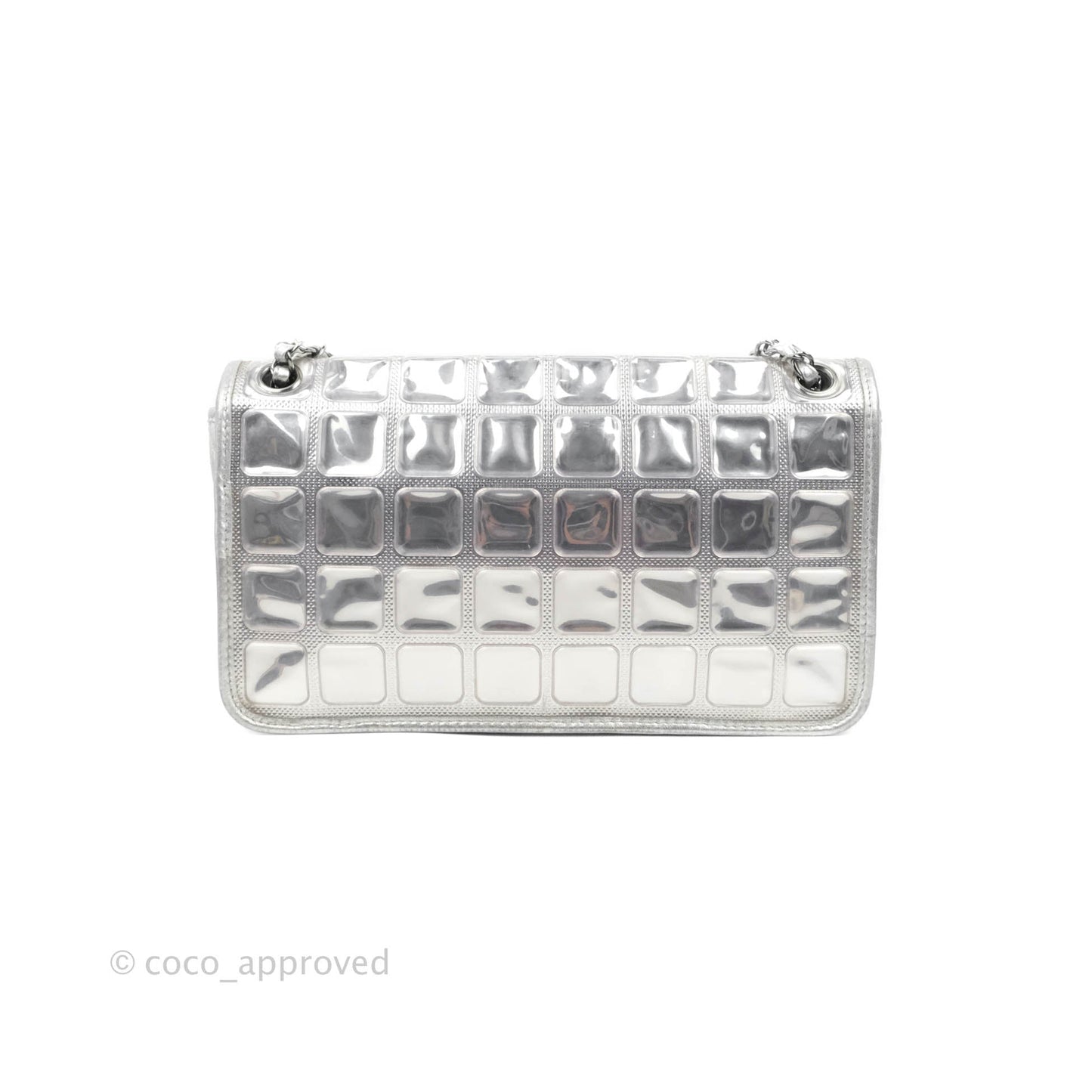 Chanel Vinyl Ice Cube Flap Bag Metallic Silver Silver Hardware