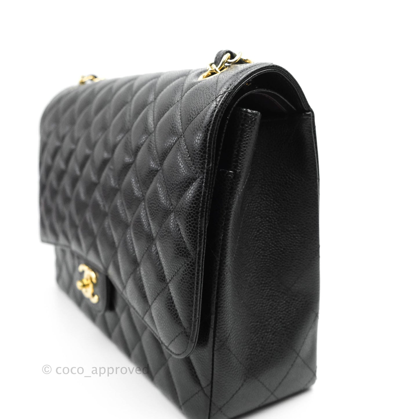 Chanel Classic Double Flap Maxi Black Caviar Gold Hardware