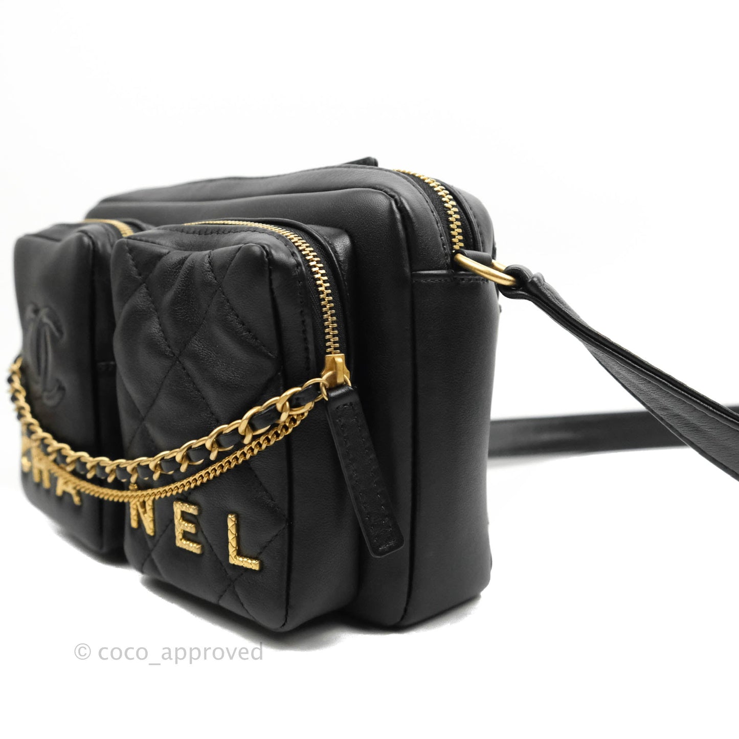 Chanel Quilted Small Camera Case Black Calfskin