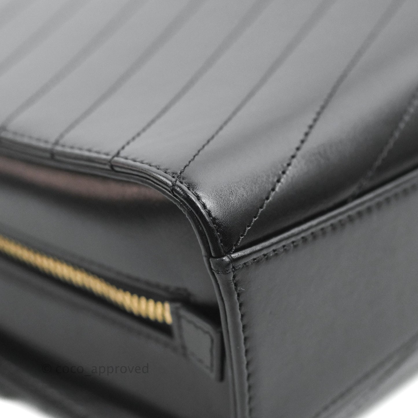 Chanel Medal Envelope Flap Bag Chevron Black Calfskin Aged Gold Hardware