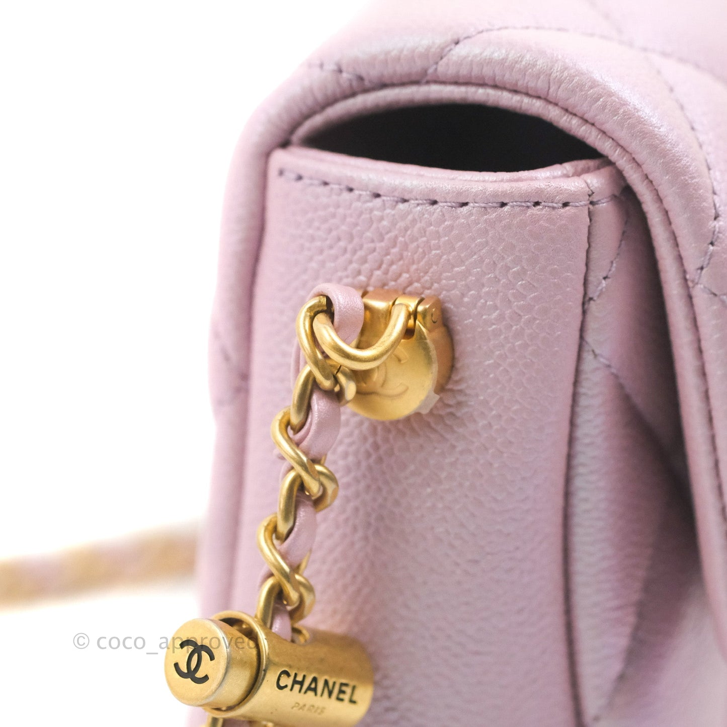 Chanel Quilted My Perfect Mini Iridescent Lilac Caviar Aged Gold Hardware 21K