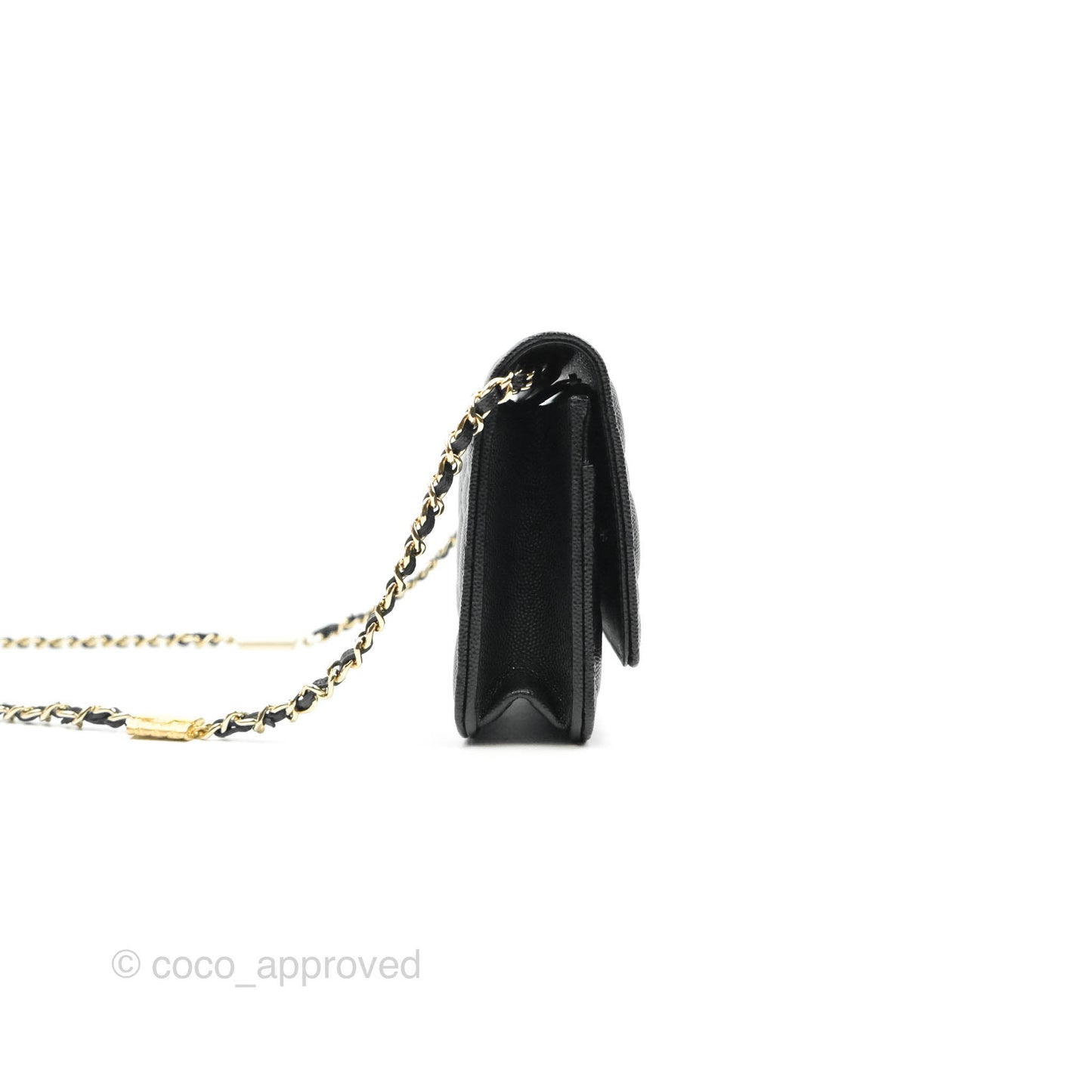 Chanel Quilted WOC Black Caviar Gold Hardware With Charms