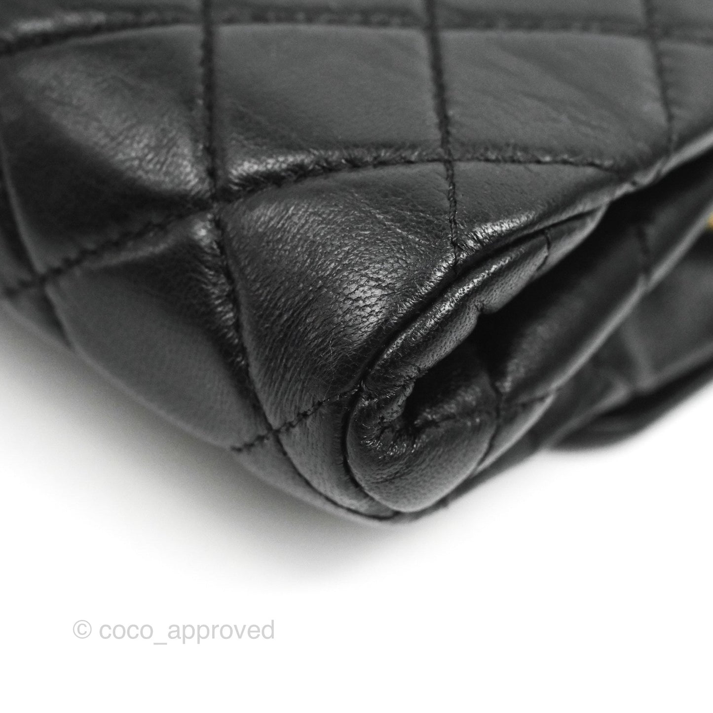 Chanel Flap Bag Black Lambskin Aged Gold Hardware