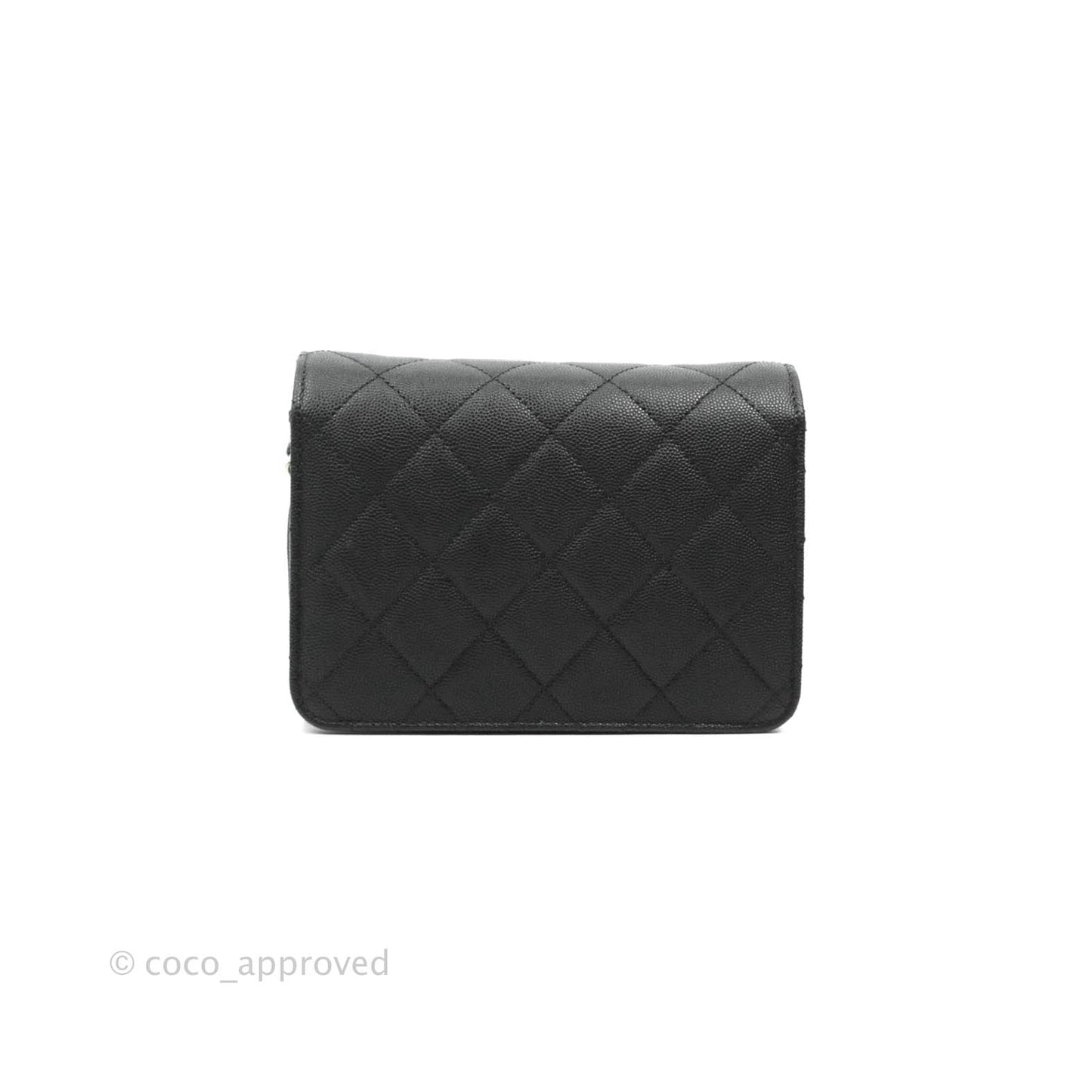 Chanel Quilted Small Like The Wallet Flap Black Caviar Light Gold Hardware 22C