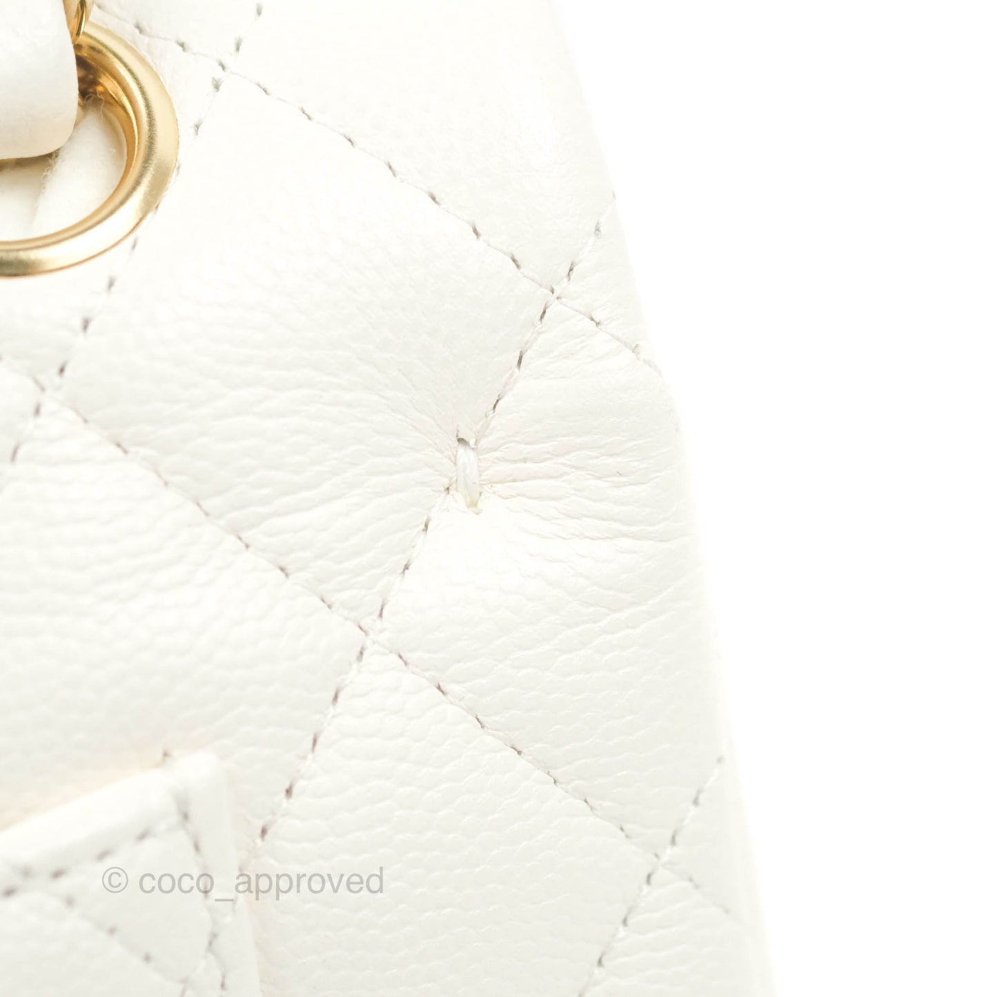 Chanel Classic Small S/M Flap White Caviar Gold Hardware 21S