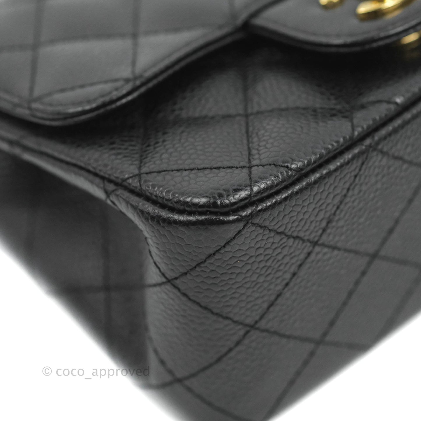 Chanel Quilted Mini Square Flap Bag Black Caviar 24K Gold Hardware