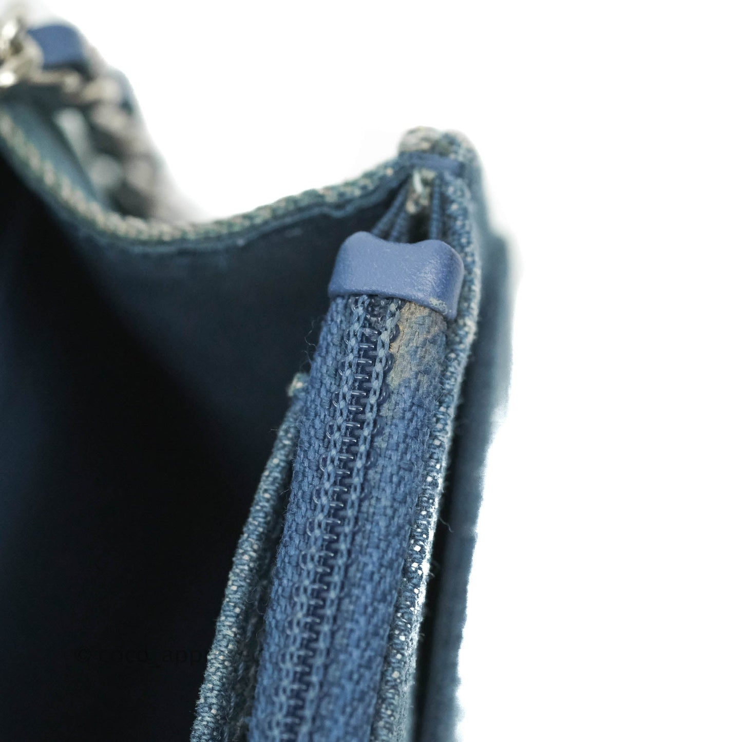 Chanel Quilted Wallet on Chain WOC Washed Denim Silver Hardware