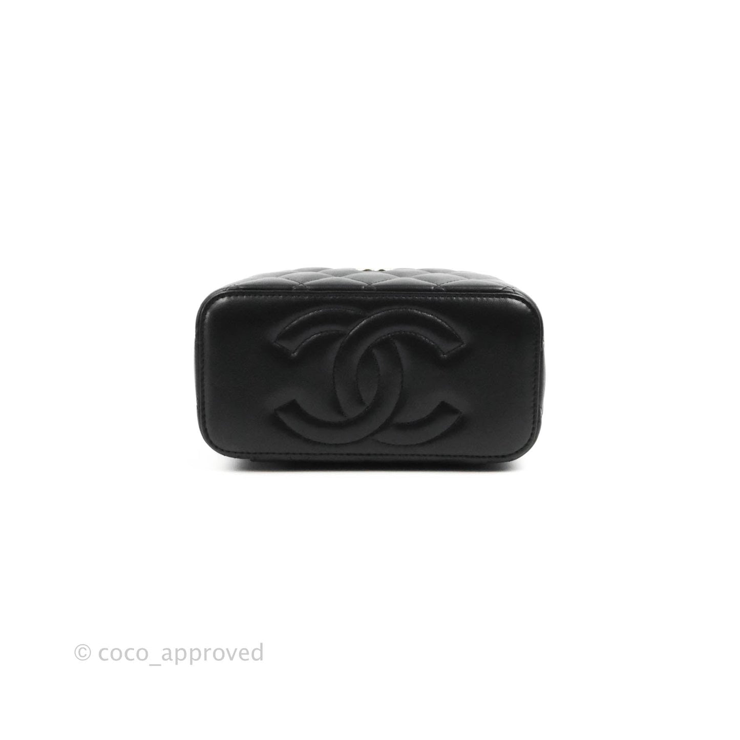 Chanel Vanity Rectangular Top Handle Black Lambskin Gold Hardware