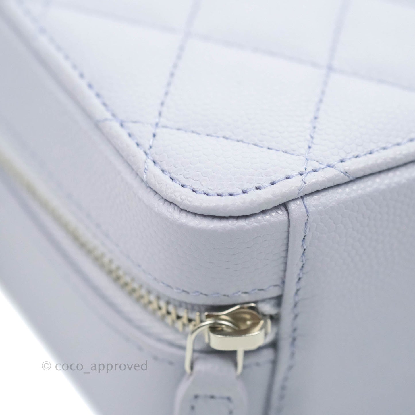 Chanel Quilted Camera Bag Lilac Caviar Silver Hardware