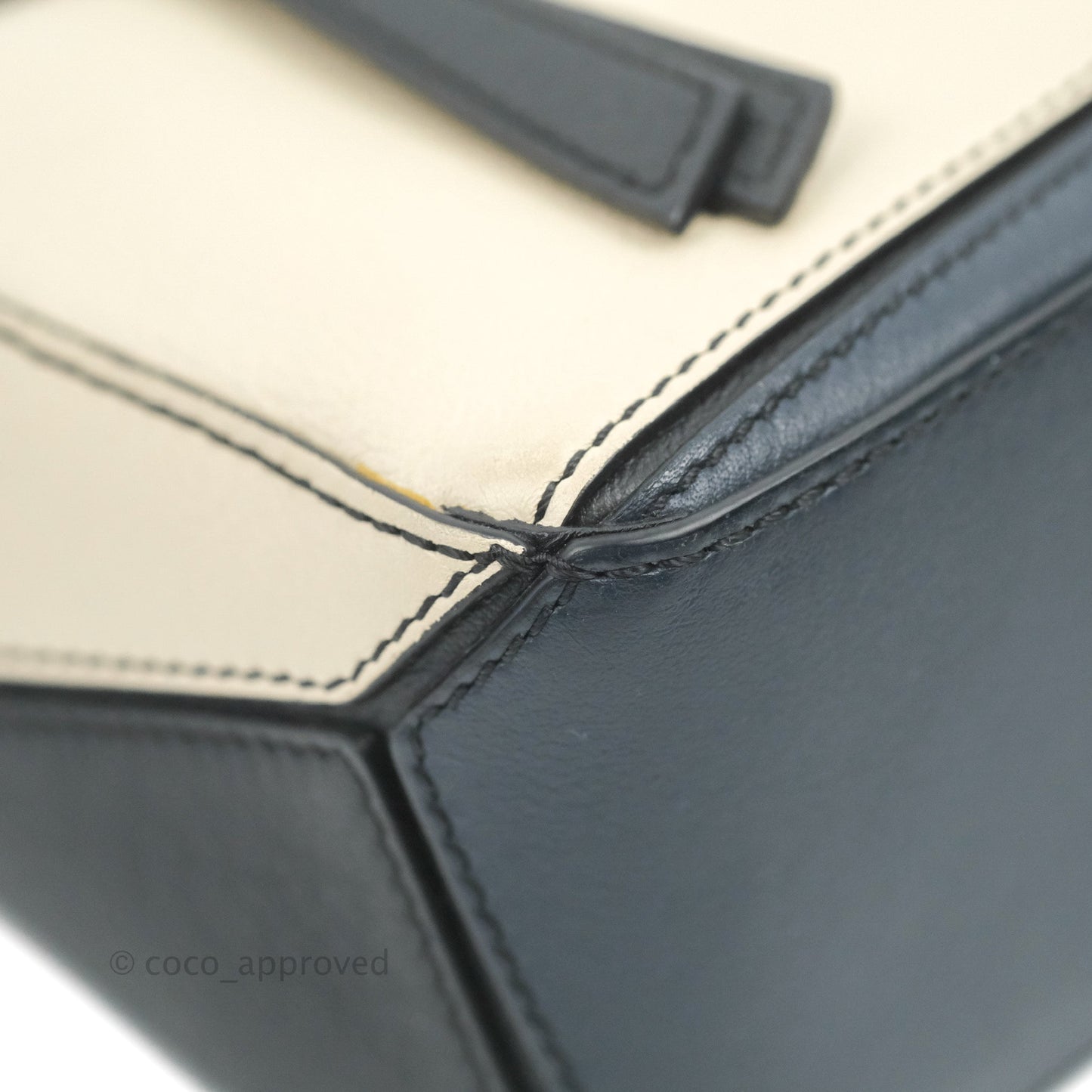 Loewe Mini Puzzle Bag Black/White/Navy Calfskin Gold Hardware