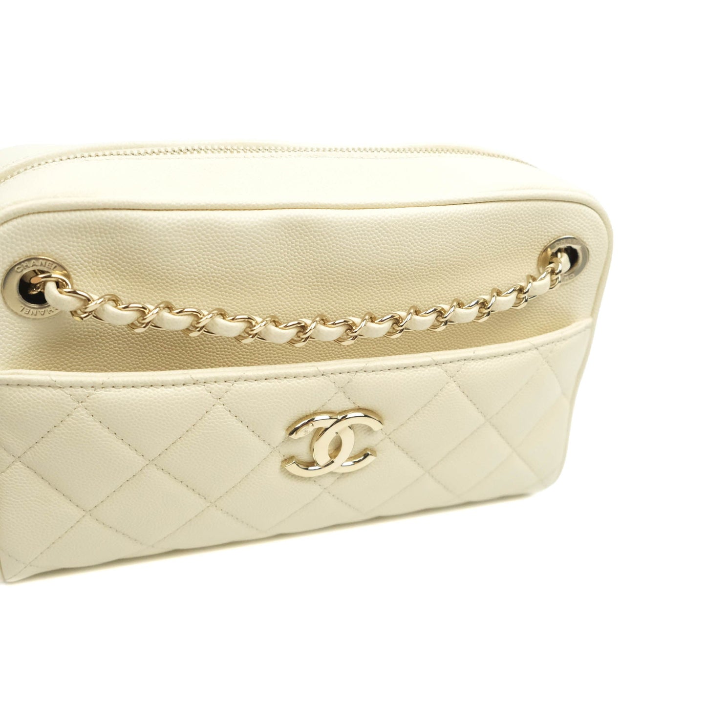 Chanel Camera Bag With Detachable Pouch Ivory Caviar Gold Hardware
