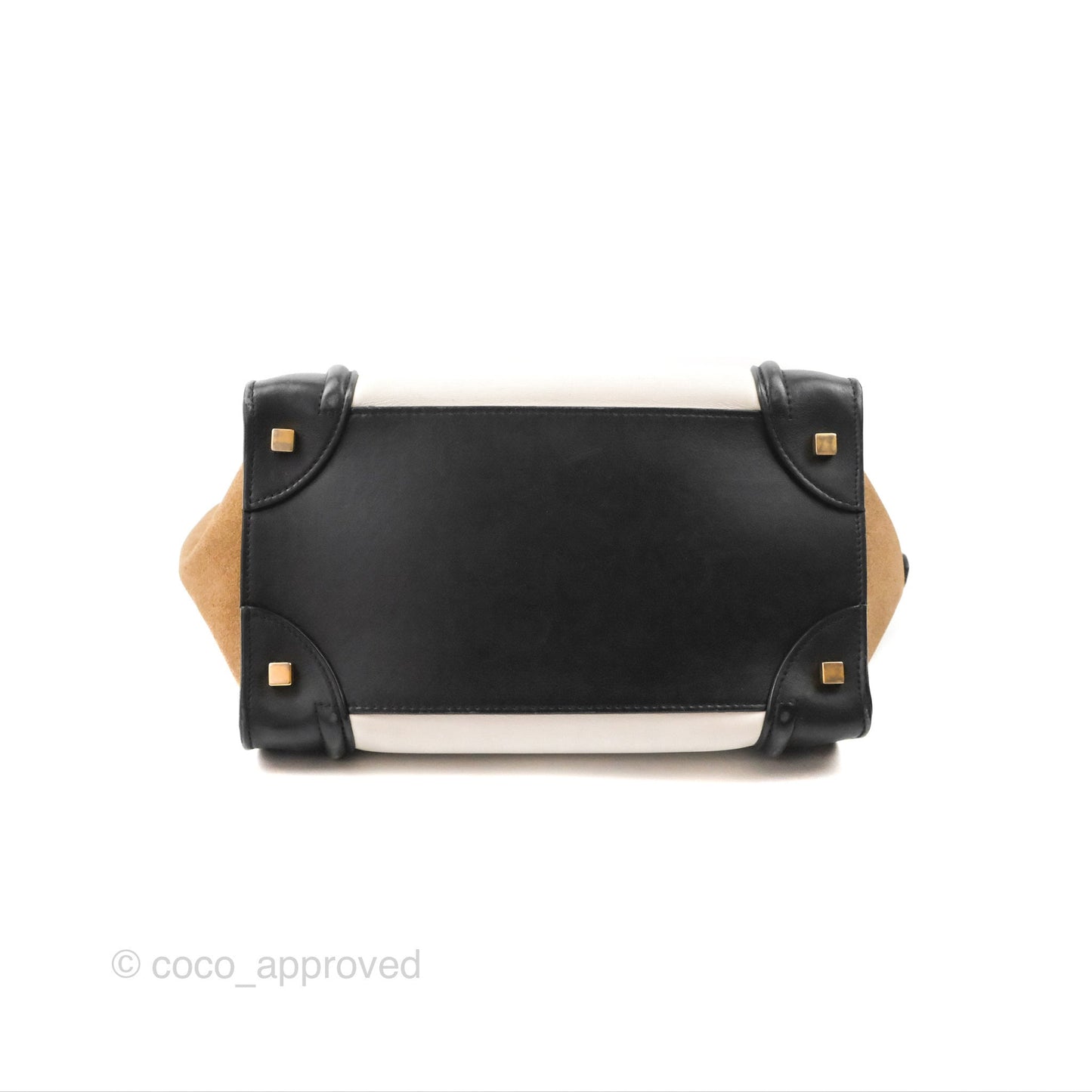 Celine Mini Luggage Bag Black/White/Brown Calfskin
