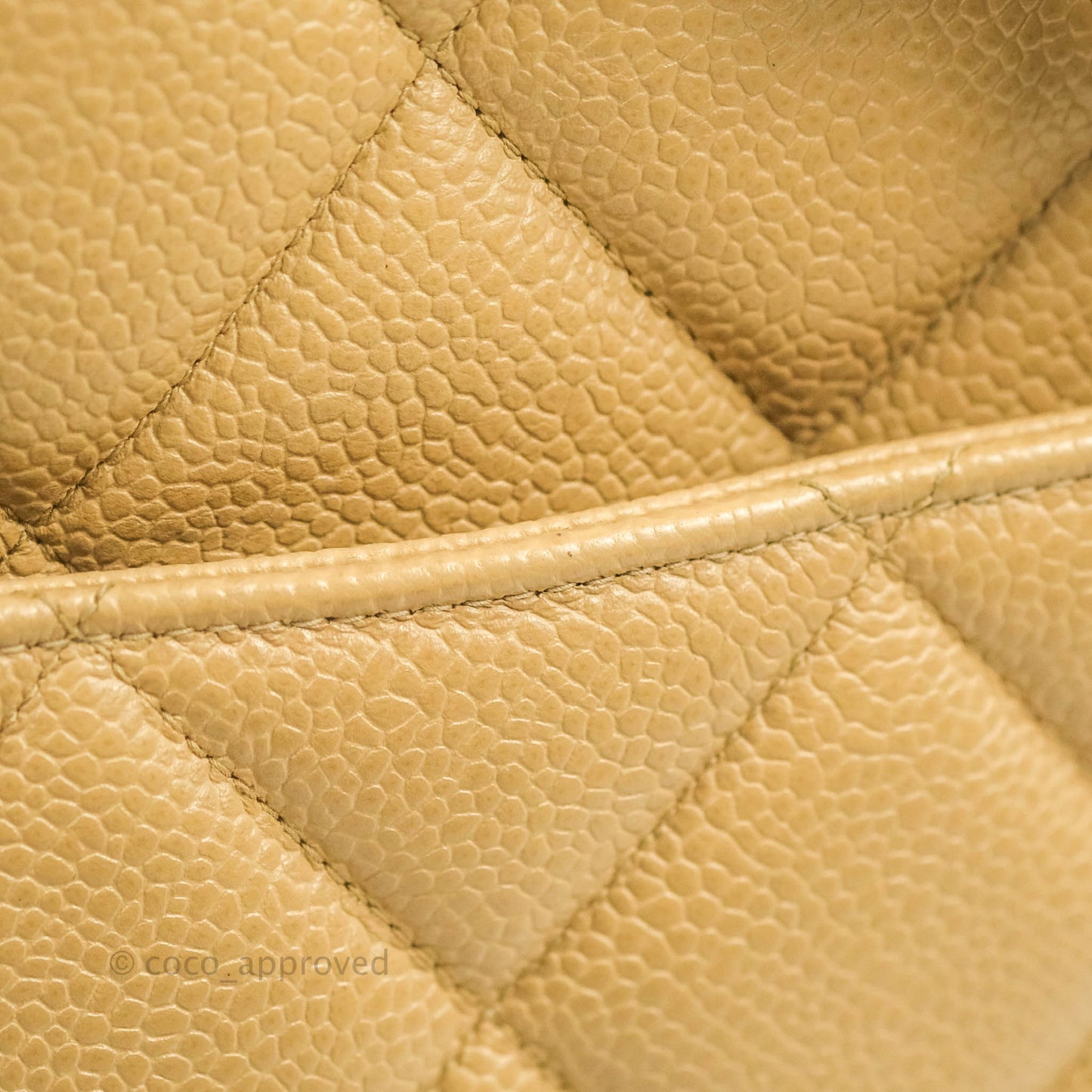 Chanel Vintage CC Quilted Tote Dark Beige Caviar 24K Gold Hardware