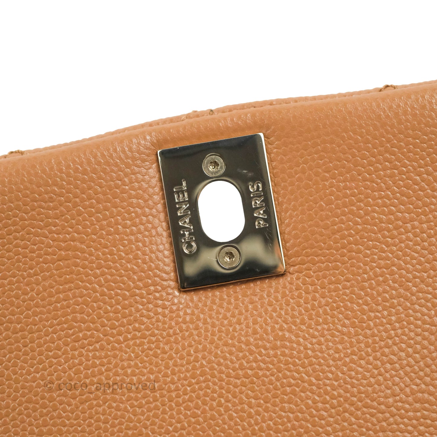 Chanel Mini Coco Handle Quilted Dark Beige Caramel Caviar Lizard Embossed Handle Gold Hardware