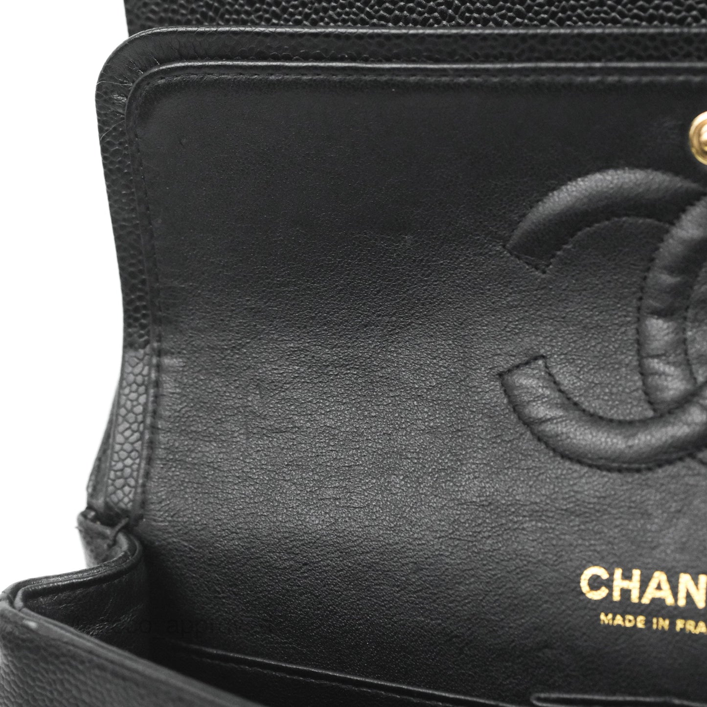 Chanel Classic M/L Medium Flap Quilted Black Caviar 24K Gold Hardware
